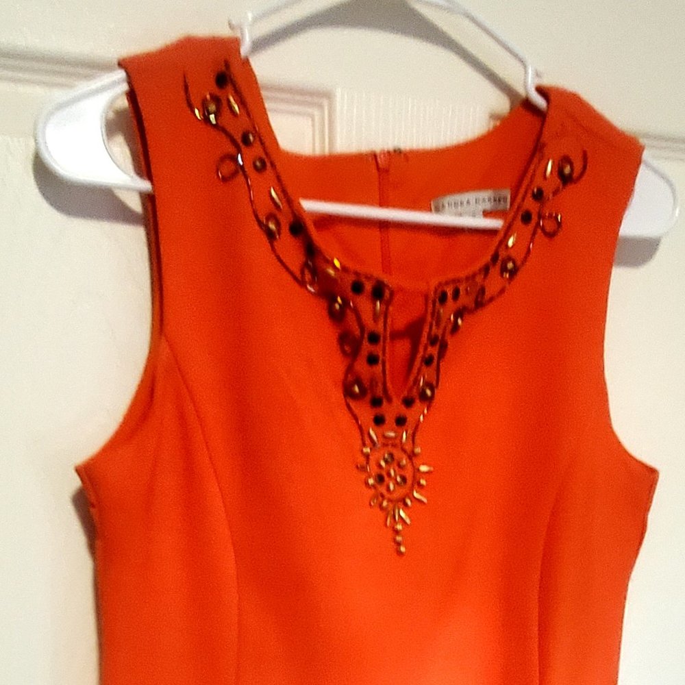 Sandra Darren Size 8 Orange Dress